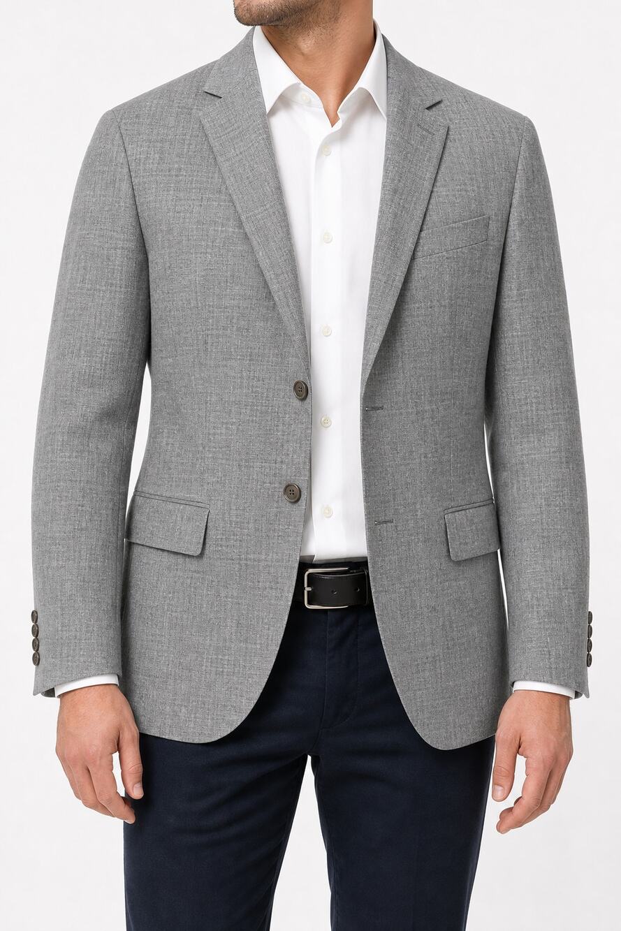 Zanetti Bergamo Men's Gray Italy Super 140s Wool Blazer Sport Coat IT 52R US 42R